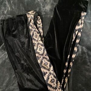 Black Velvet Pants with Geometric Pattern